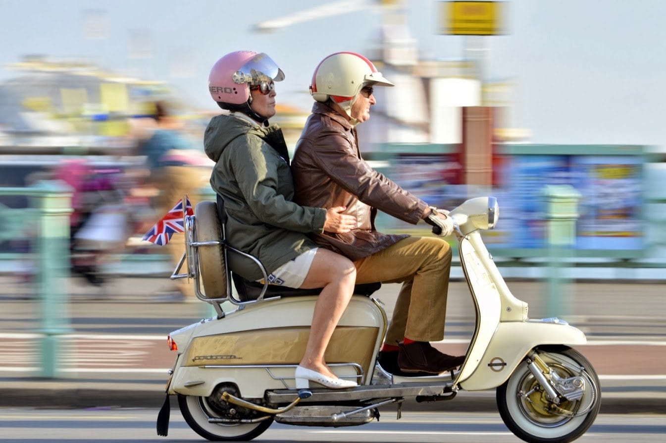 Moped travelling at speed